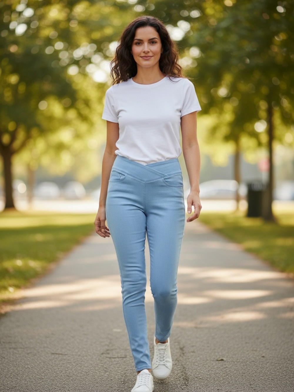 Halara Light Blue High-Waist Women's Jeans - Casual Stretch Skinny